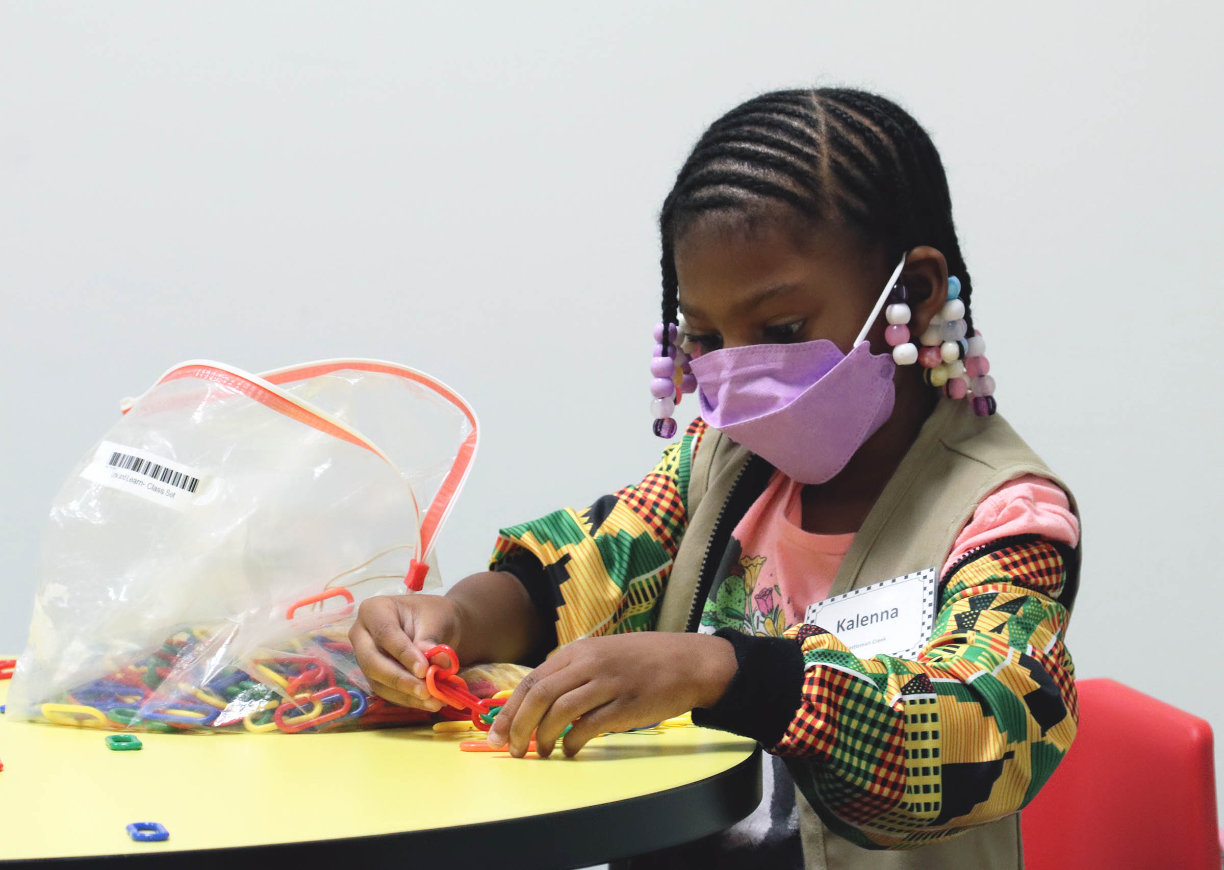 Student learning math at Baylor Math for Early Learners Academy