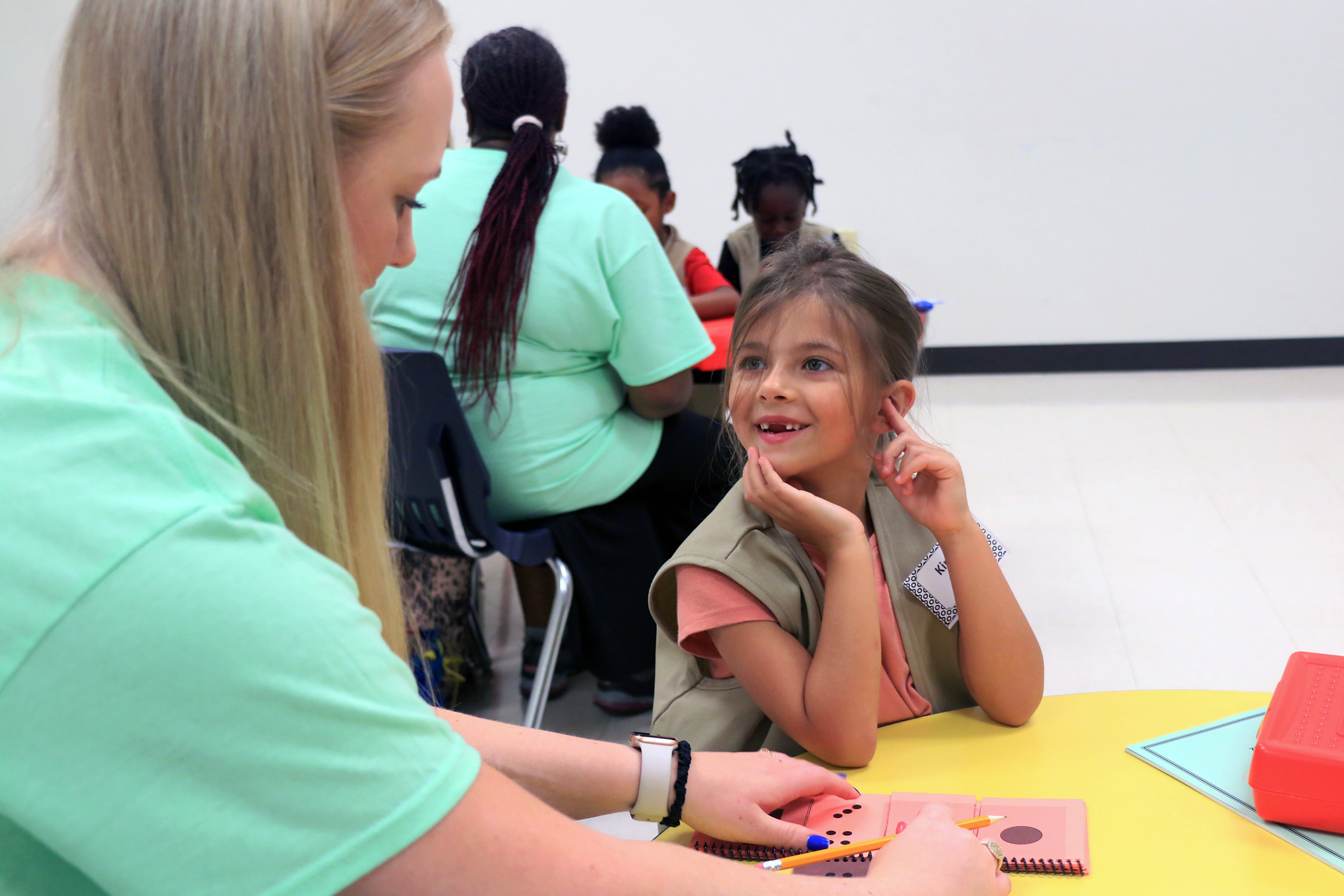 Student learning math at Baylor Math for Early Learners Academy