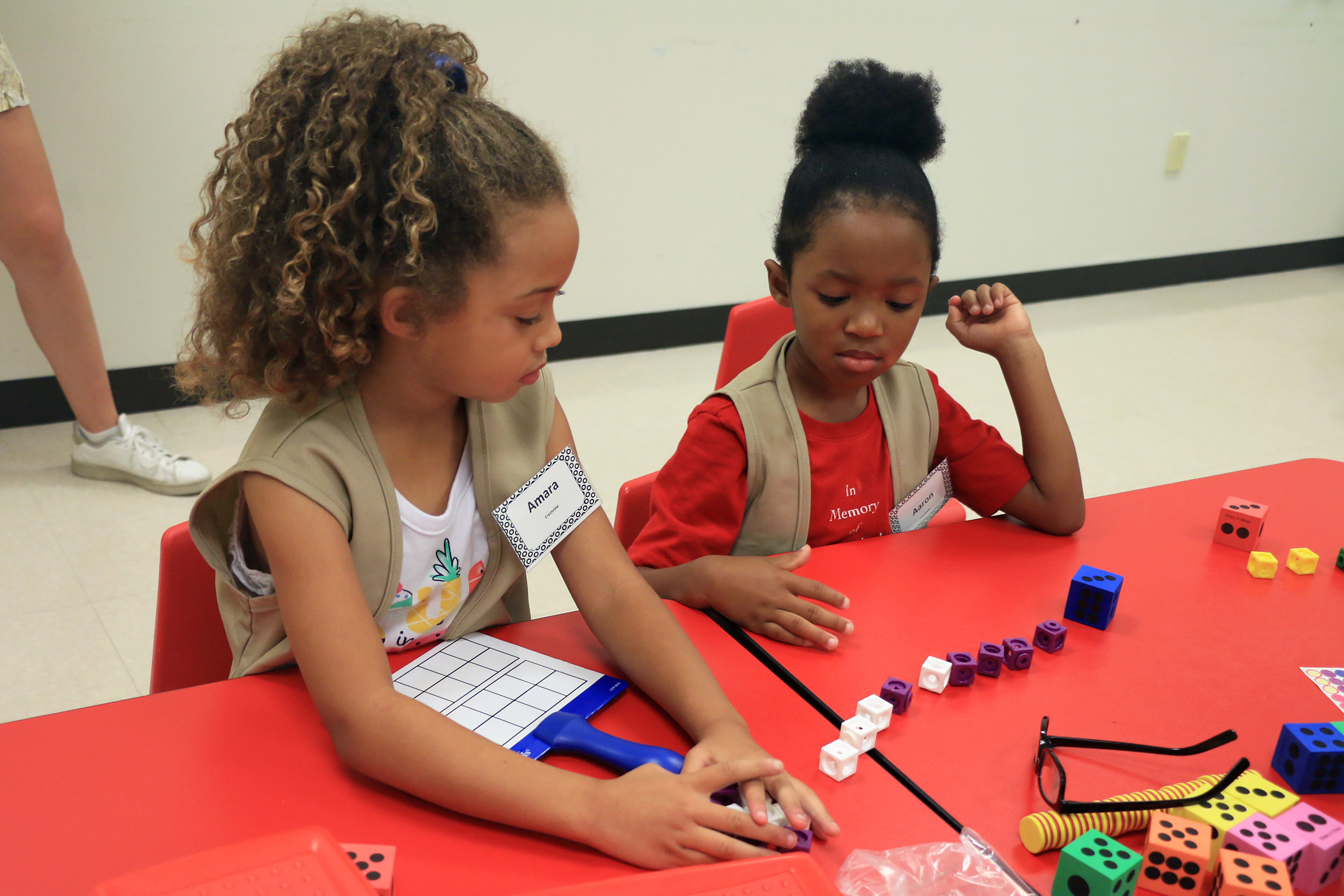 Student learning math at Baylor Math for Early Learners Academy