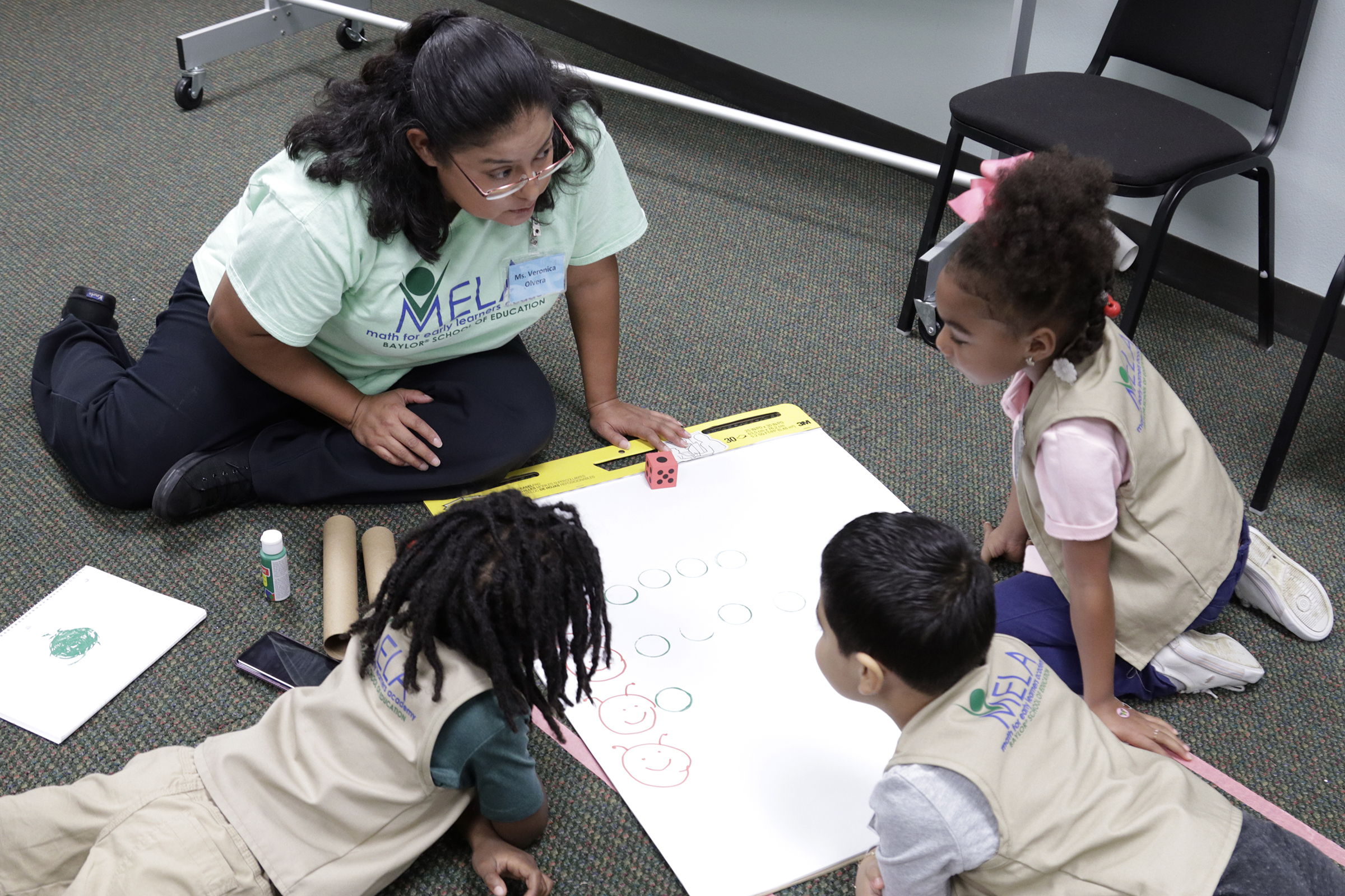 Student learning math at Baylor Math for Early Learners Academy