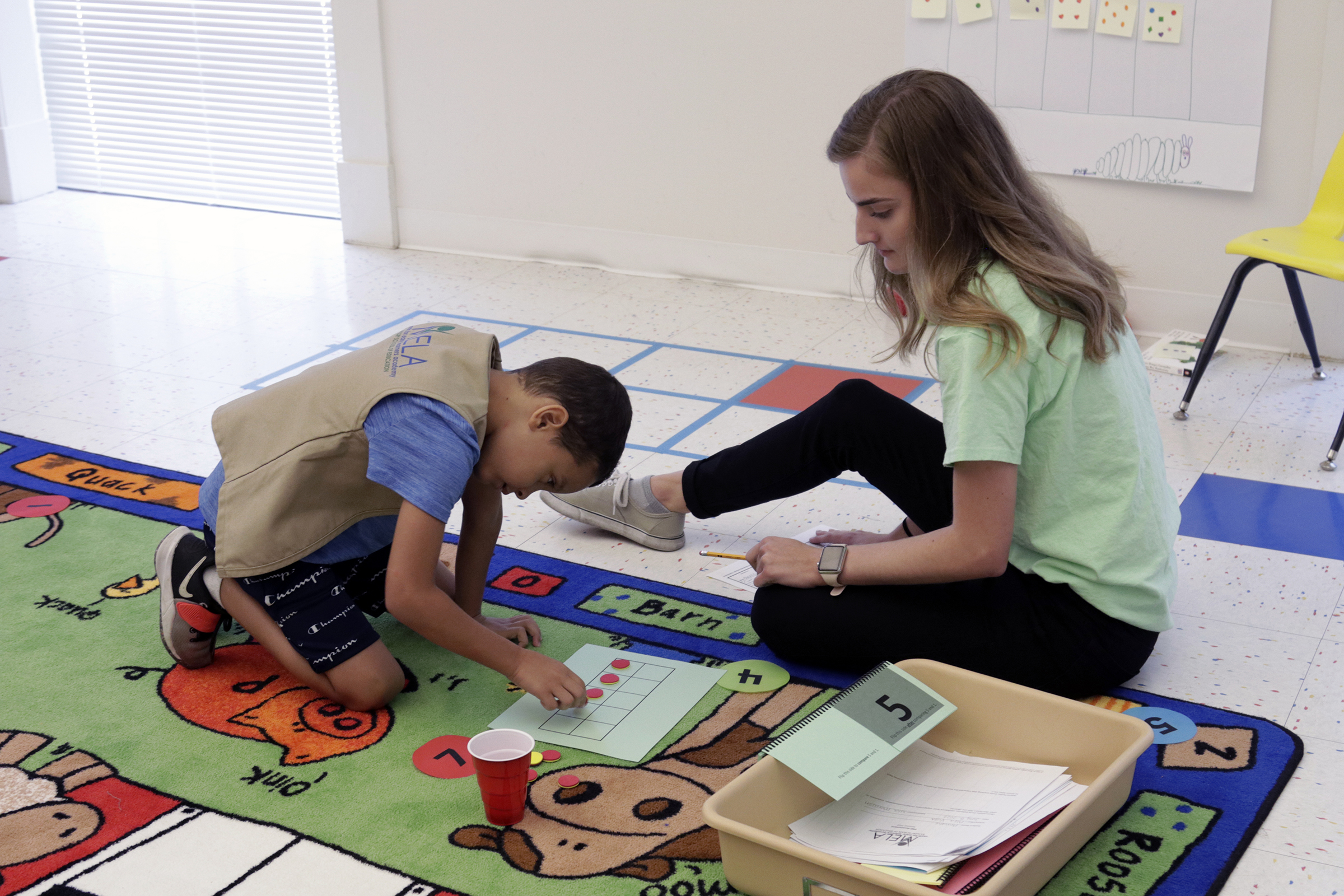 Student learning math at Baylor Math for Early Learners Academy